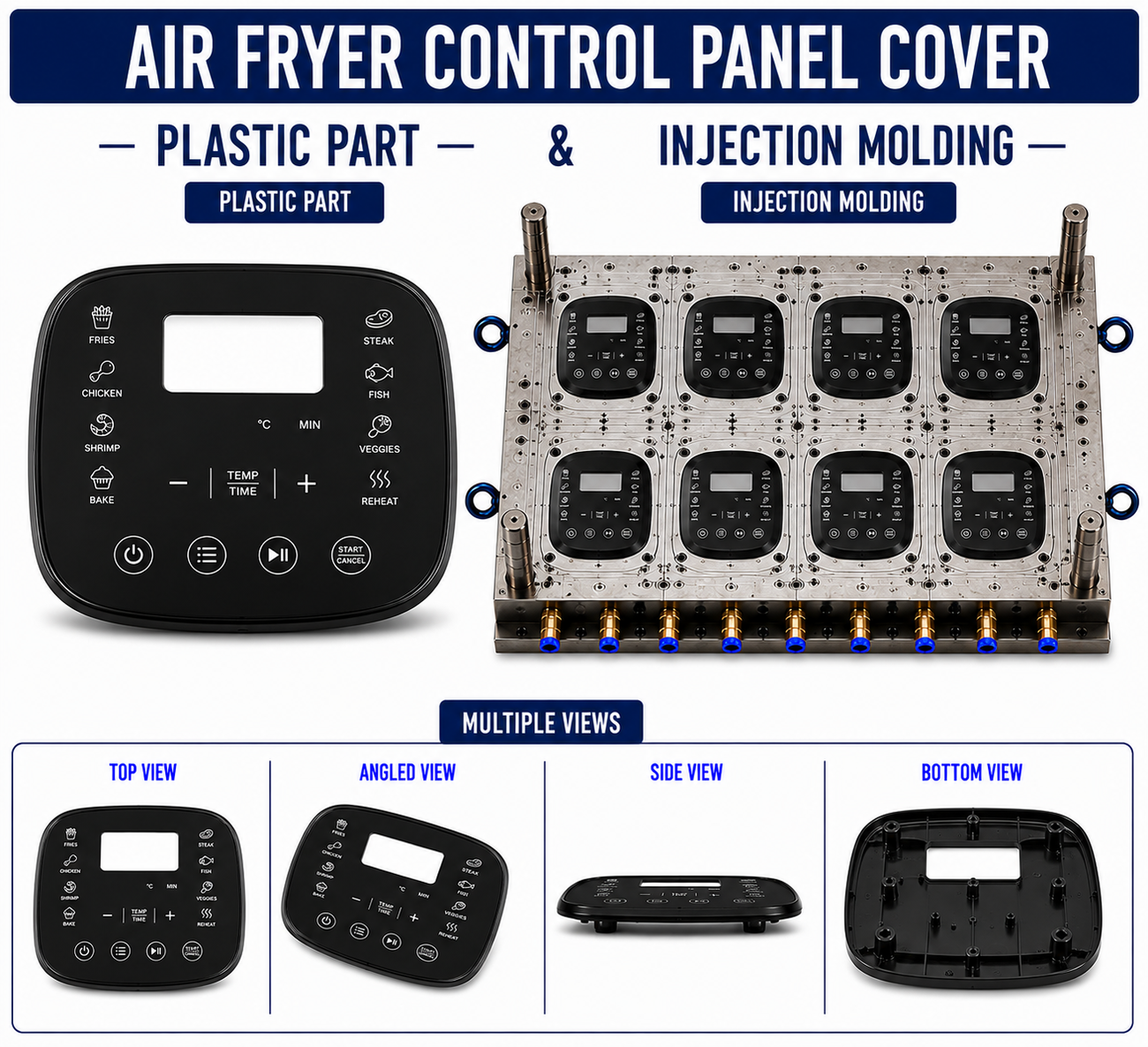 Air Fryer Plastic Control Panel Cover Mould and Moulding Service